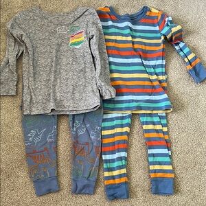 Colorful Striped and Dinosaur Kids Pajamas 2T
